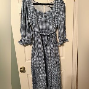 NWT JessaKae Gingham Tie MIDI Dress Size Medium